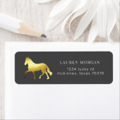 Étiquette cheval équestre feuille d'or Retourner Adresse Éti (En situation)