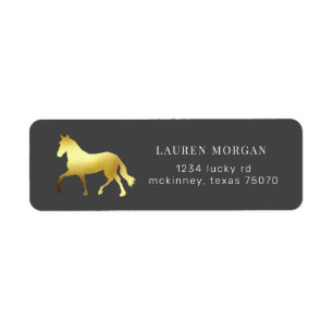 Étiquette cheval équestre feuille d'or Retourner Adresse Éti