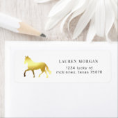 Étiquette cheval équestre feuille d'or Retourner Adresse Éti (En situation)