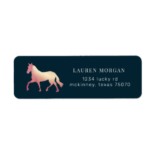 Étiquette cheval équestre rose or Retourner Adresse Label