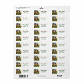 Étiquette Cheval, ferme rustique et tournesols (Feuille entière)