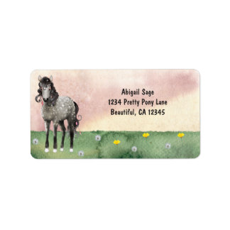 Étiquette Cheval gris pomme dans l'adresse pré Fleur sauvage