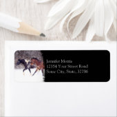 Étiquette Chevaux de neige d'hiver en grange (En situation)