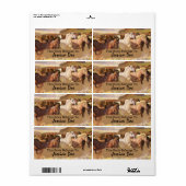 Étiquette Chevaux sauvages Cheval Run Art Personal Boplate É (Feuille entière)