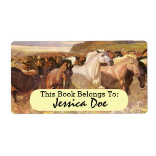 Étiquette Chevaux sauvages Cheval Run Art Personal Boplate É