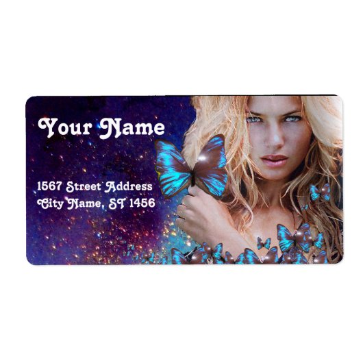 ÉTIQUETTE CHEVEUX BLEUS, SALON DE BEAUTÉ, ARTISTE DE MAQUILL (Devant)