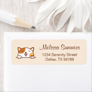Étiquette Cheveux Calico Cat Pet Beige Adresse de retour
