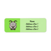 Étiquette Chèvre caricaturale sur Arrière - plan vert clair (Devant)