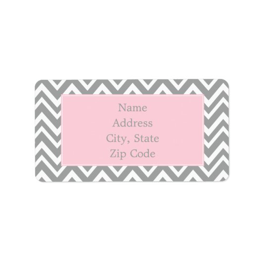 Étiquette Chevron gris et blanc avec Pastel rose (Devant)