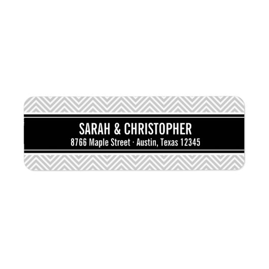 Étiquette Chevron moderne gris et noir (Devant)