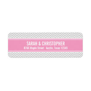 Étiquette Chevron moderne gris et rose