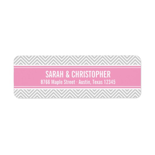 Étiquette Chevron moderne gris et rose (Devant)