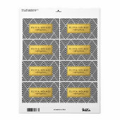 Étiquette Chevron noir et Faux Gold (Feuille entière)