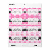 Étiquette Chevron rose et noir par Shirley Taylor (Feuille entière)