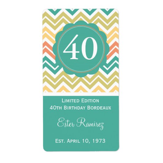 Étiquette Chevron turquoise (375 ml) (Devant)