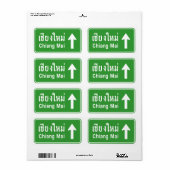 Étiquette Chiang Mai en tête ⚠ route de la Thaïlande ⚠ (Feuille entière)