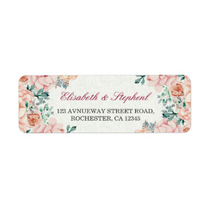 Étiquette Chic Aquarelle Botanique Floral Mariage Adresse