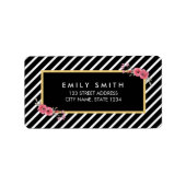 Étiquette Chic aquarelle Florale Blancs et Noirs (Devant)