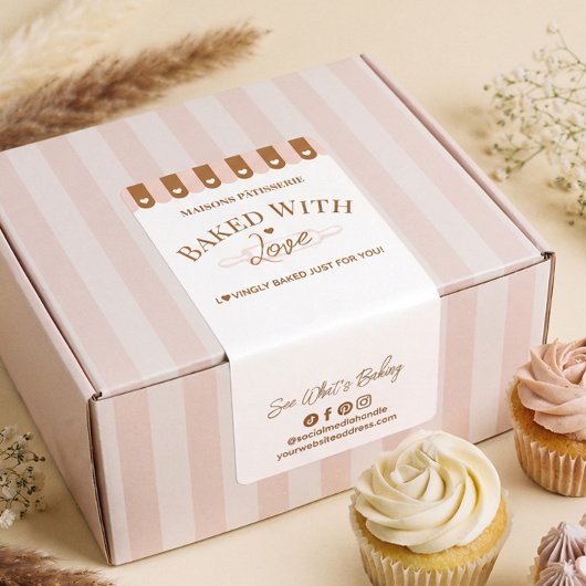 Étiquette Chic Awing Baked With Love Rolling Pin Bakery Seal