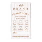Étiquette Chic Bakery Logo Allergy Alert Baked Goods Food (Devant)