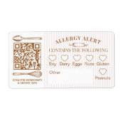 Étiquette Chic Bakery Logo Allergy Alert Baked Goods QR Code (Devant)