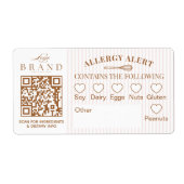 Étiquette Chic Bakery Logo Allergy Alert Baked Goods QR Code (Devant)