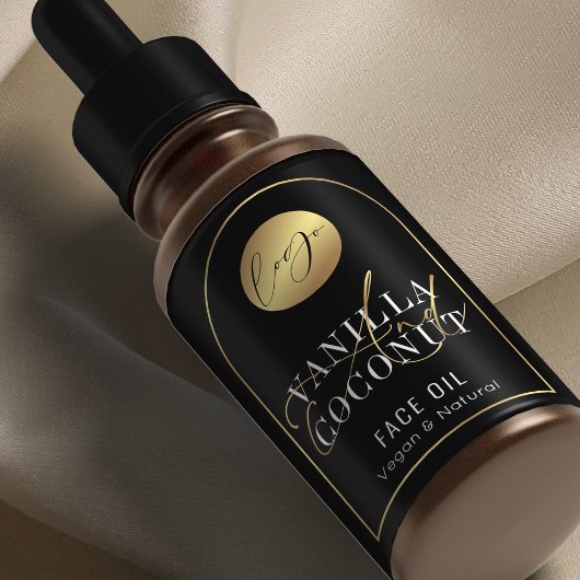 Étiquette Chic Black & Gold Logo 2 OZ Dropper Bottle Étiquet