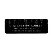 Étiquette Chic Black & White String Lights Adresse de retour (Devant)