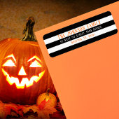 Étiquette Chic Black White Stripes Halloween Adresse de reto