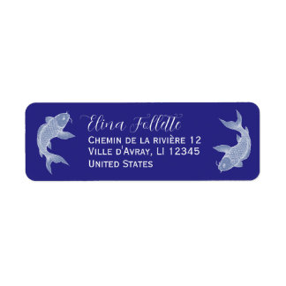 Étiquette Chic bleu et blanc français adresse de retour de c