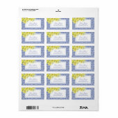 Étiquette Chic Bleu Portugais Azulejo Yellow Lily Adresse (Feuille entière)