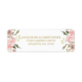Étiquette Chic Blush Pink Gold Floral Mariage Adresse de ret (Devant)