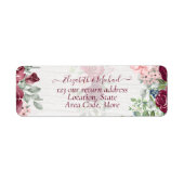 Étiquette Chic Bourgogne Blush Rose Floral Mariage (Devant)