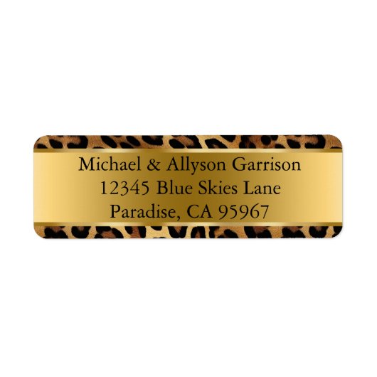 Étiquette Chic Brown Leopard Mariage (Devant)