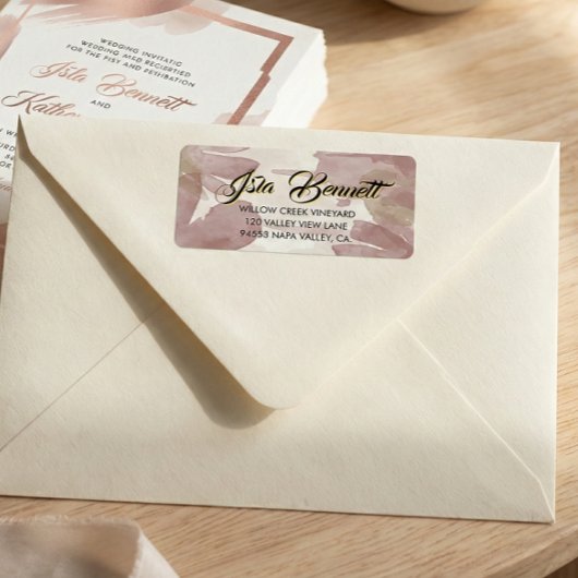 Étiquette Chic Brush Stroke | Faux Rose Gold on White Label