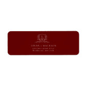 Étiquette Chic Burgundy botanical crest monogram wedding La (Devant)