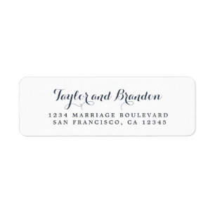 Étiquette Chic Calligraphie Noms Mariage Adresse de retour