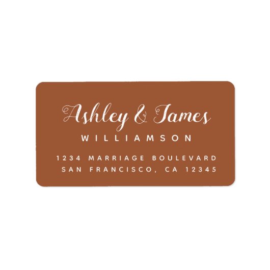 Étiquette Chic Calligraphie Noms TerraCotta Adresse de retou (Devant)