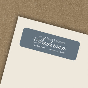 Étiquette Chic Calligraphie Script Dusty Blue Adresse de ret