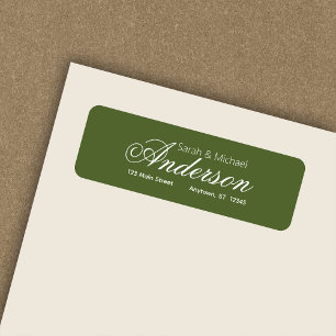 Étiquette Chic Calligraphie Script Olive Green Adresse de re