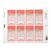Étiquette Chic Chevron Monogramme | corail Vin/Champagne Éti (Feuille entière)