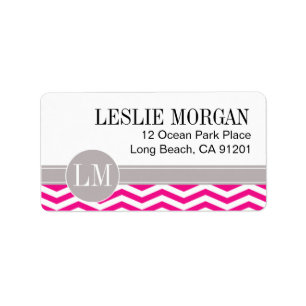 Étiquette Chic Chevron Monogramme   fuschia