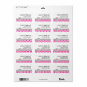 Étiquette Chic Chevron Monogramme | fuschia (Feuille entière)