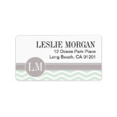 Étiquette Chic Chevron Monogramme | menthe (Devant)