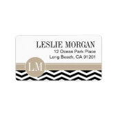 Étiquette Chic Chevron Monogramme | noir (Devant)