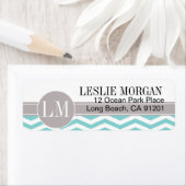 Étiquette Chic Chevron Monogramme | TURQUOISE (En situation)