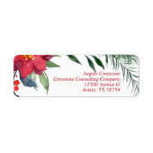 Étiquette Chic Christmas Poinsettia Adresse de retour d'affa (Devant)