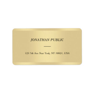 Étiquette Chic Cursive Font Name Template Gold Address