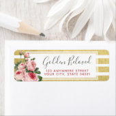 Étiquette Chic Démodé Roses Anciennes & Or Adresse de l'Expé (En situation)