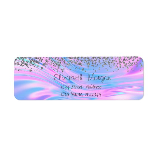 Étiquette Chic Diamants Argent Holographique (Devant)